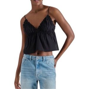 Black Steve Madden Triangle Ruffle Tank